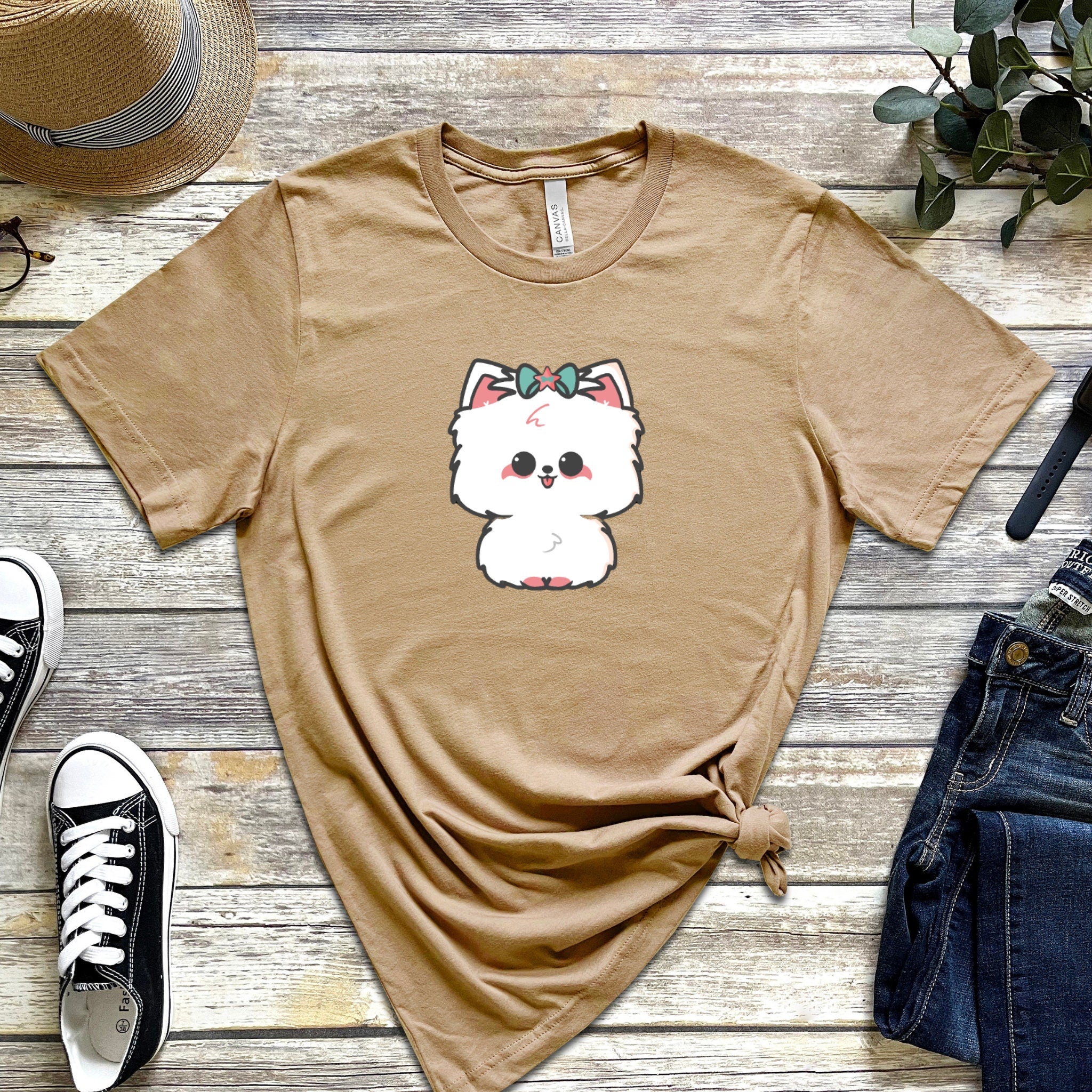 White Puppy with Bow T-Shirt