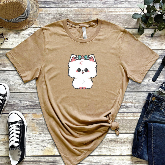 White Puppy with Bow T-Shirt