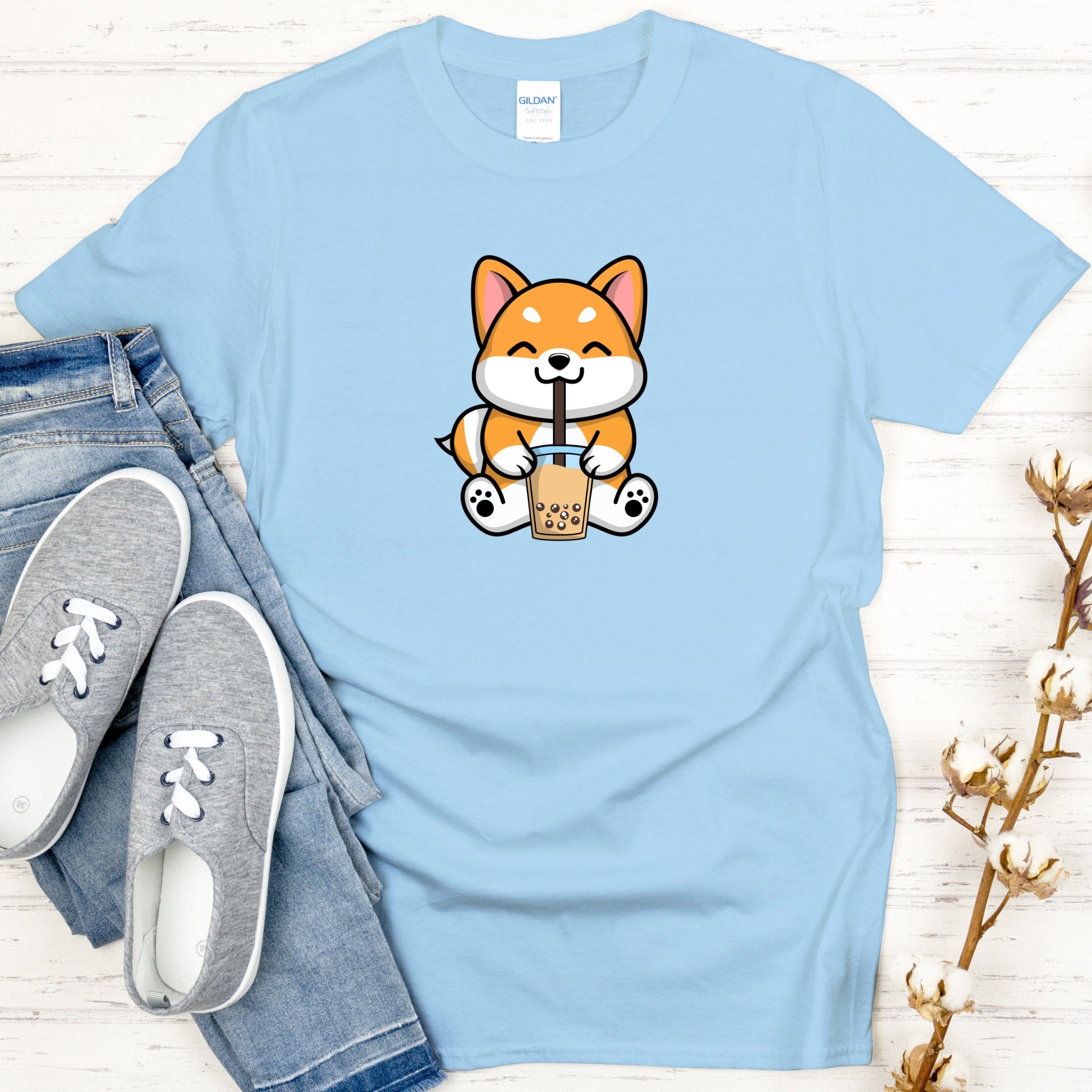 Puppy Drinking Boba Tea T-Shirt
