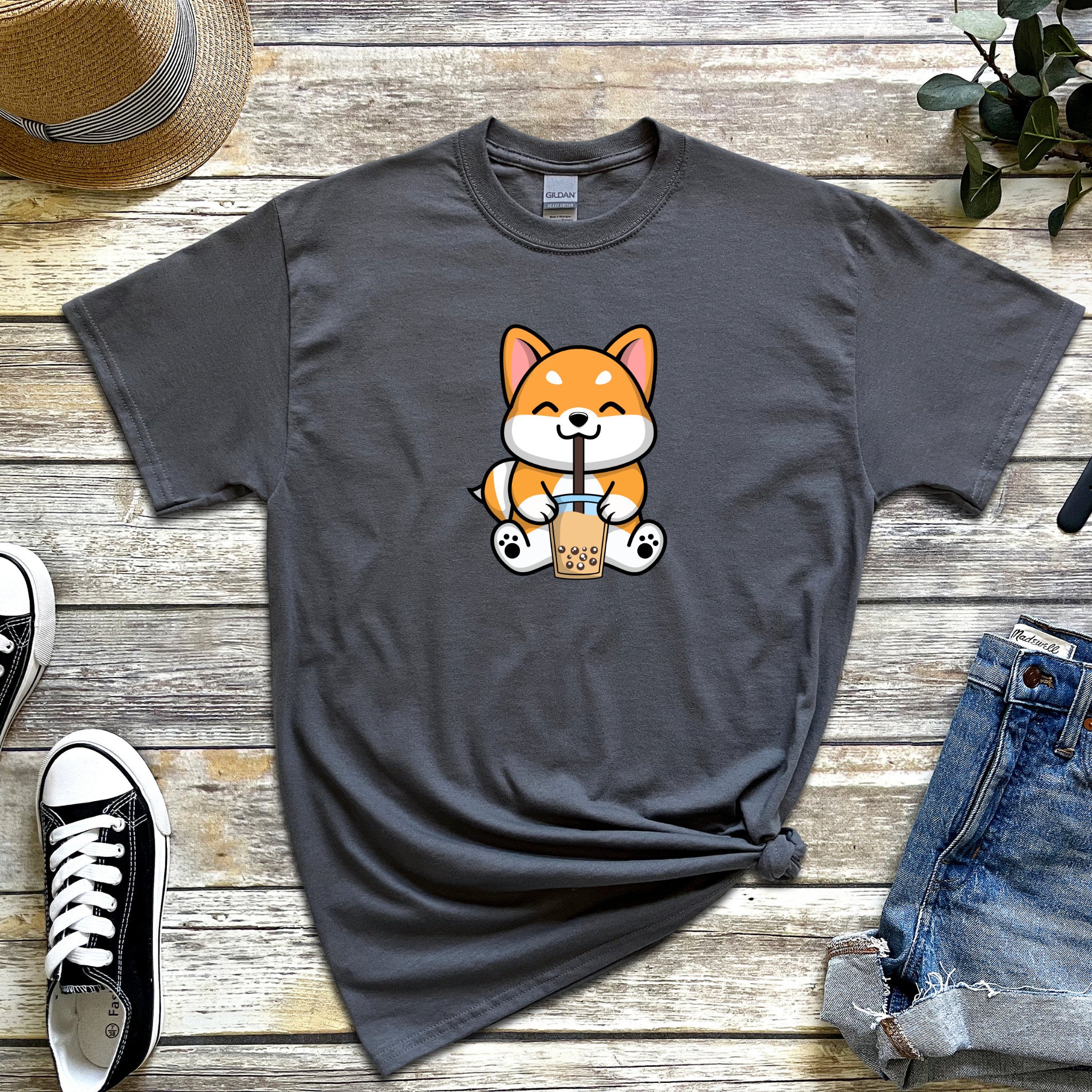 Puppy Drinking Boba Tea T-Shirt