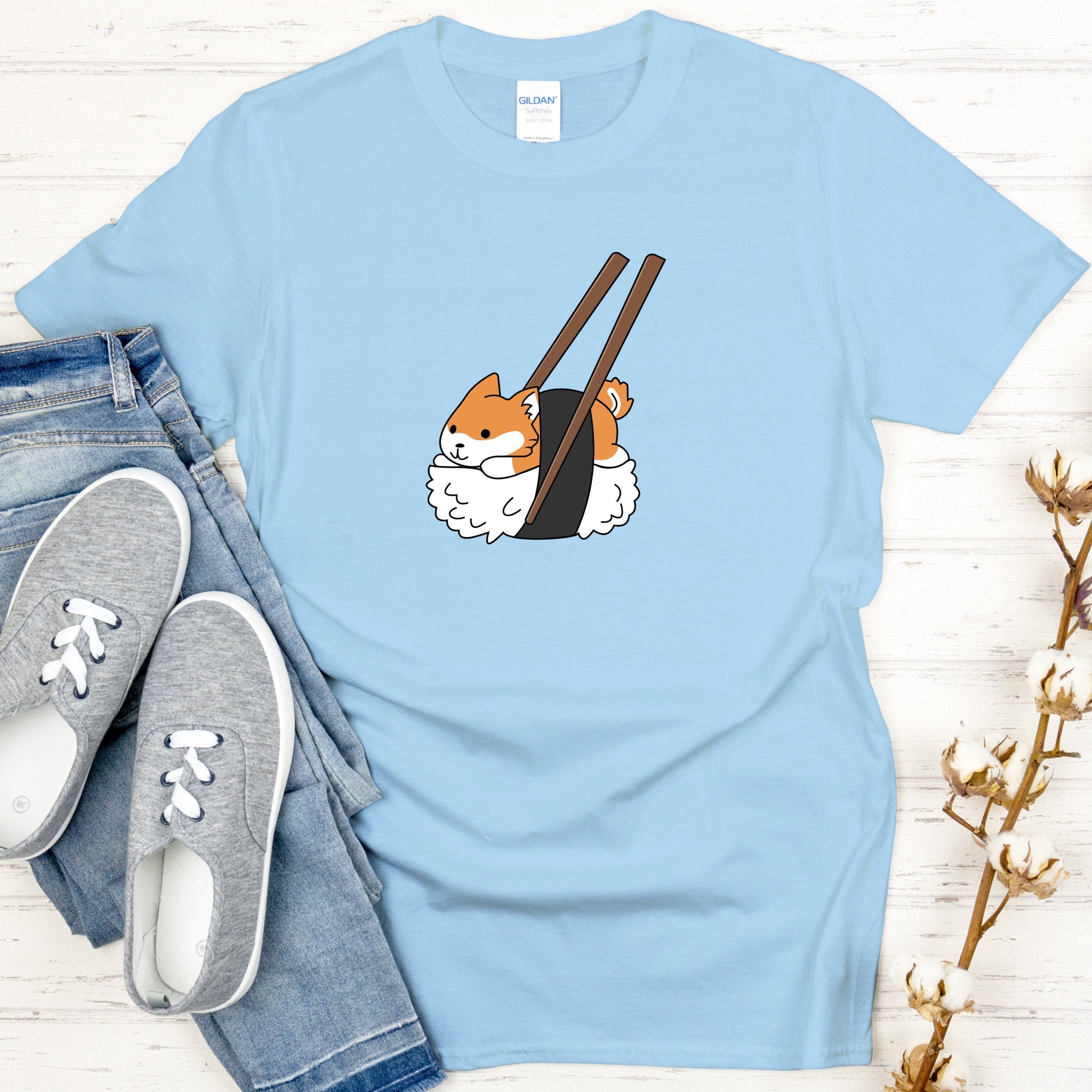 Shiba Inu Sushi with Chopsticks T-Shirt