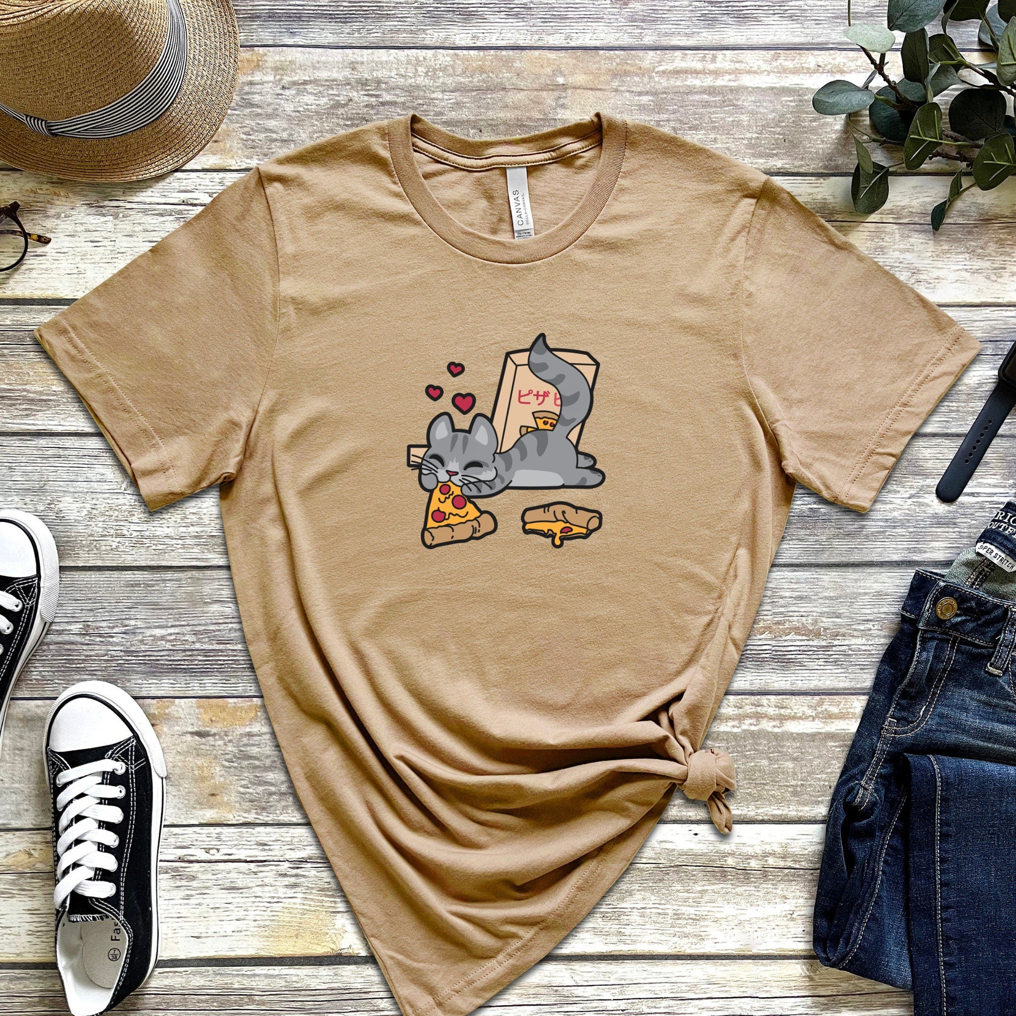 Cat Eating Pizza T-Shirt