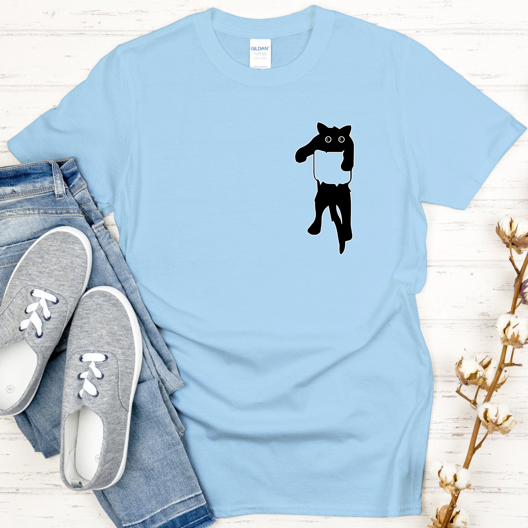 Black Cat in Pocket T-Shirt