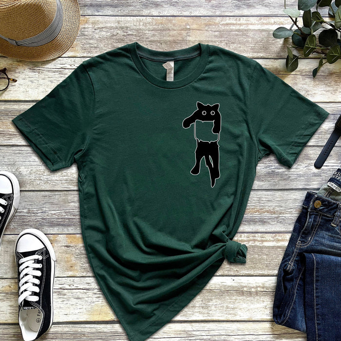 Black Cat in Pocket T-Shirt