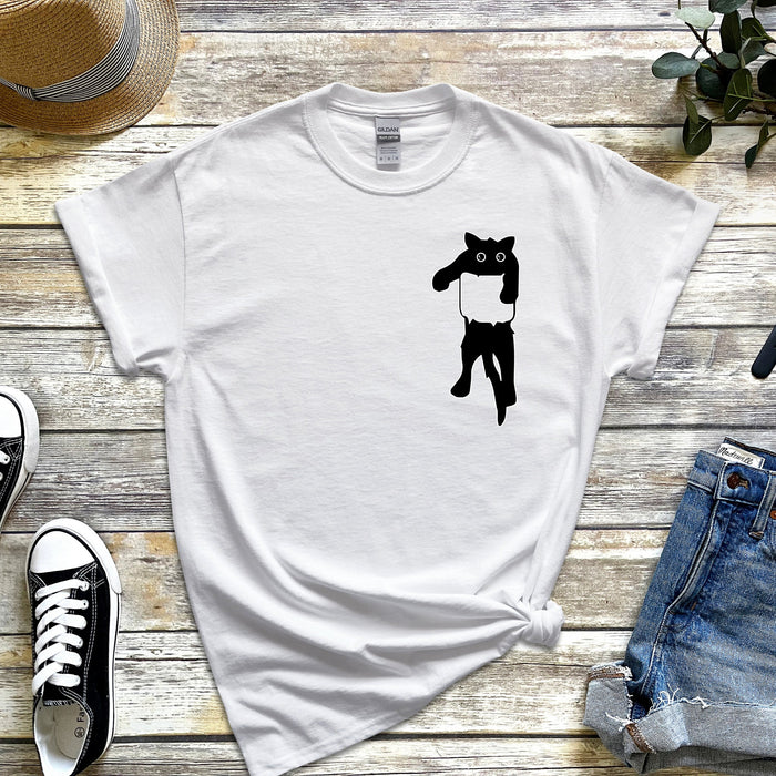 Black Cat in Pocket T-Shirt
