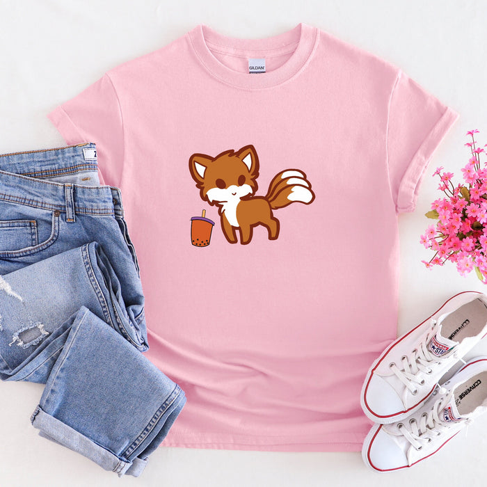 Fox Drinking Boba Tea T-Shirt
