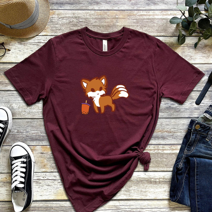 Fox Drinking Boba Tea T-Shirt
