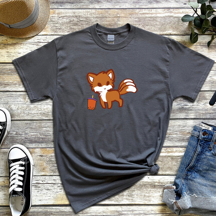 Fox Drinking Boba Tea T-Shirt