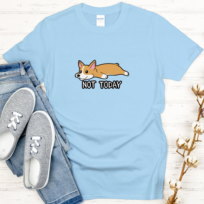 Not Today Tired Corgi T-Shirt | Not Today Funny Meme Shirt Japanese Streetwear Shiba Inu Corgi Puppy Anime Japan Cartoon Nap Snoozing