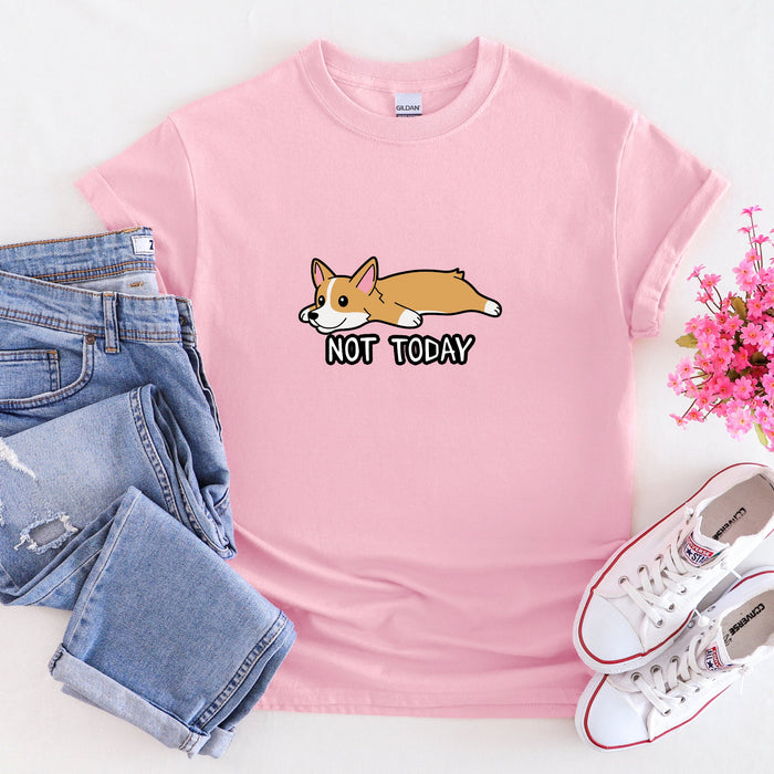 Not Today Tired Corgi T-Shirt | Not Today Funny Meme Shirt Japanese Streetwear Shiba Inu Corgi Puppy Anime Japan Cartoon Nap Snoozing