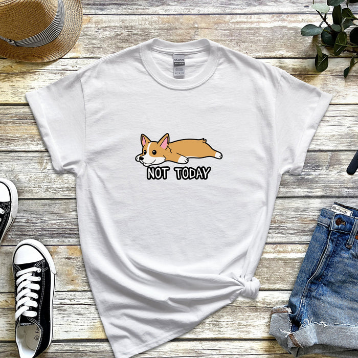 Not Today Tired Corgi T-Shirt | Not Today Funny Meme Shirt Japanese Streetwear Shiba Inu Corgi Puppy Anime Japan Cartoon Nap Snoozing