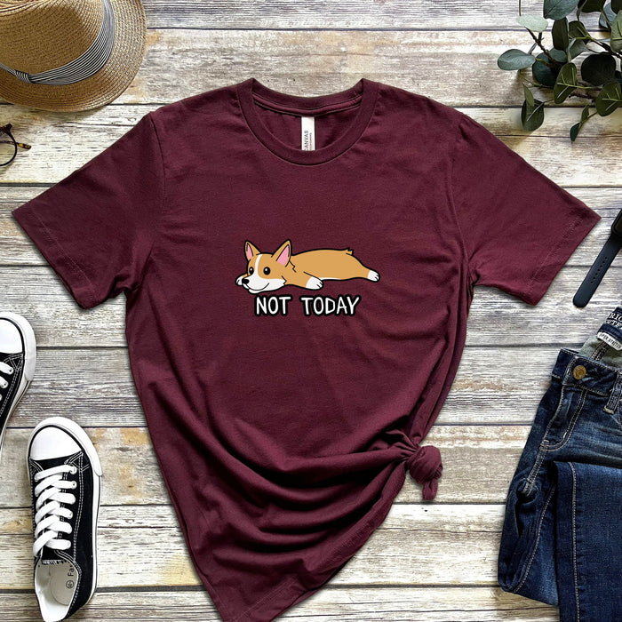 Not Today Tired Corgi T-Shirt | Not Today Funny Meme Shirt Japanese Streetwear Shiba Inu Corgi Puppy Anime Japan Cartoon Nap Snoozing