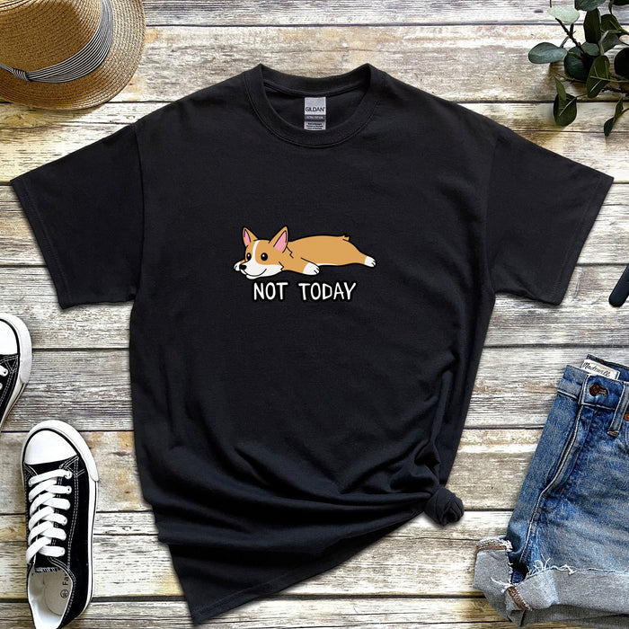 Not Today Tired Corgi T-Shirt | Not Today Funny Meme Shirt Japanese Streetwear Shiba Inu Corgi Puppy Anime Japan Cartoon Nap Snoozing