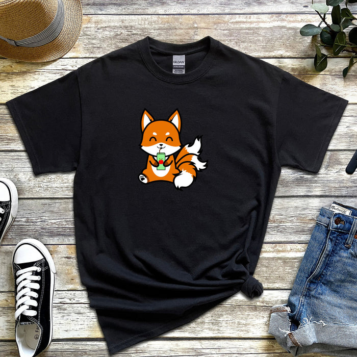3-Tailed Fox Drinking Boba Tea T-Shirt