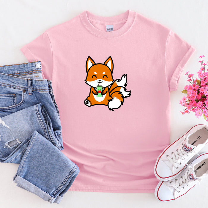 3-Tailed Fox Drinking Boba Tea T-Shirt