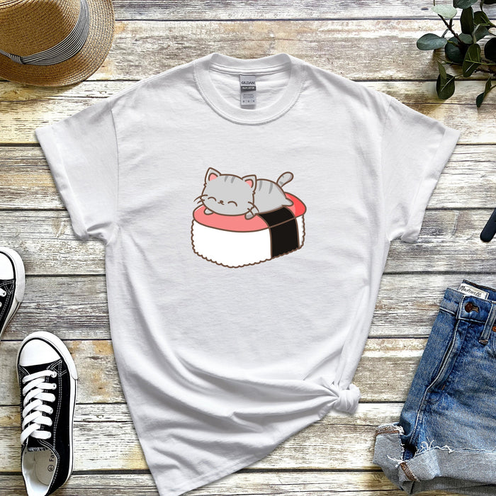 Grey Kitten on Sushi Bed T-Shirt