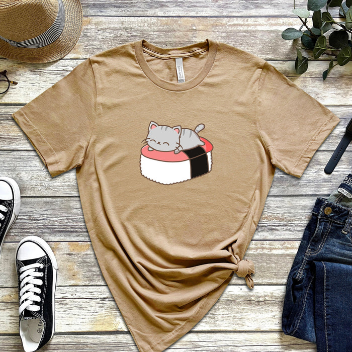 Grey Kitten on Sushi Bed T-Shirt