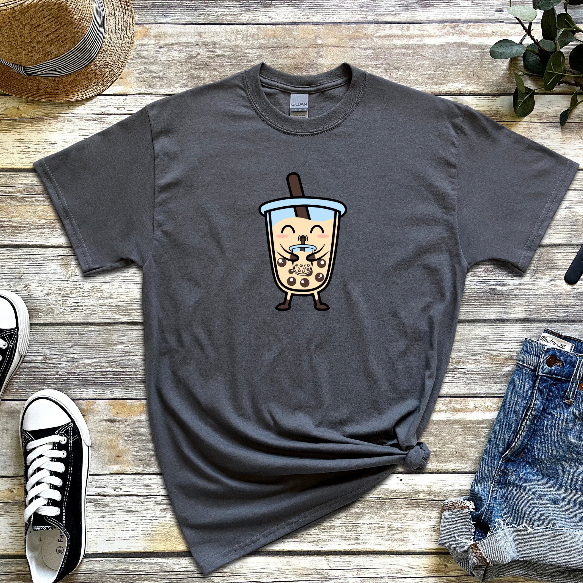 Boba Character Drinking Boba Tea T-Shirt