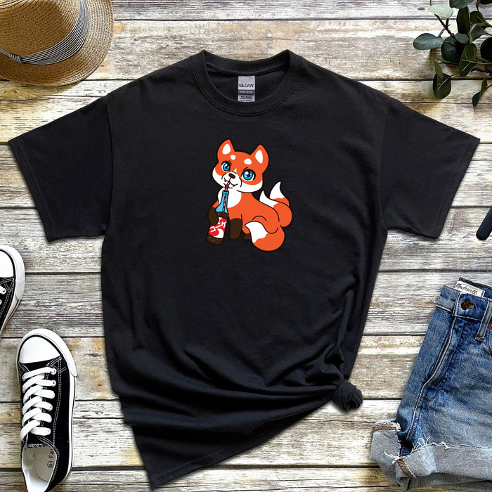 Fox Drinking Soda T-Shirt