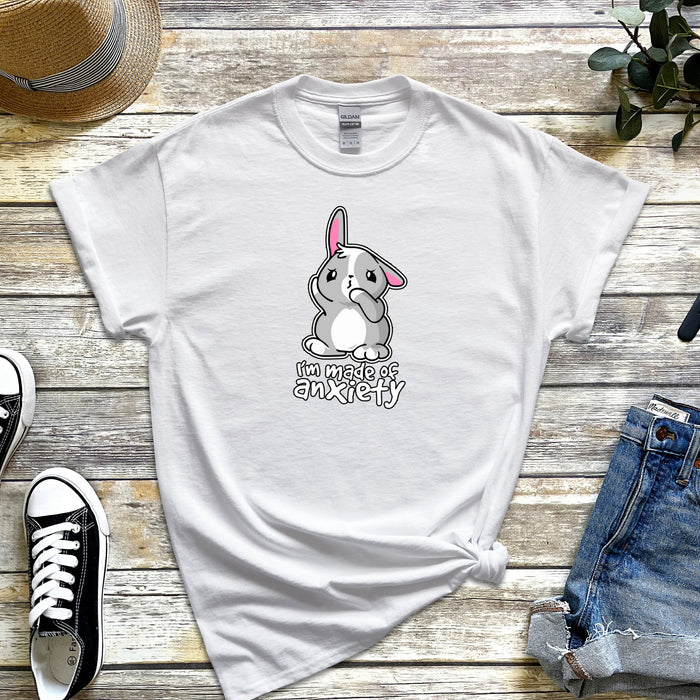 I'm Made of Anxiety Bunny Rabbit T-Shirt | Funny Japanese Streetwear Apparel Bugs Bunny Animated Chibi Cartoon Anime Bunny Ears T074