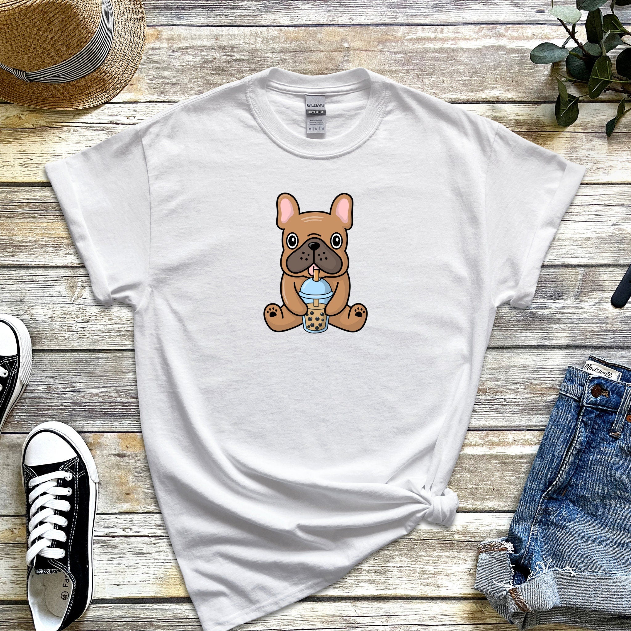 French Bulldog Drinking Boba T-Shirt
