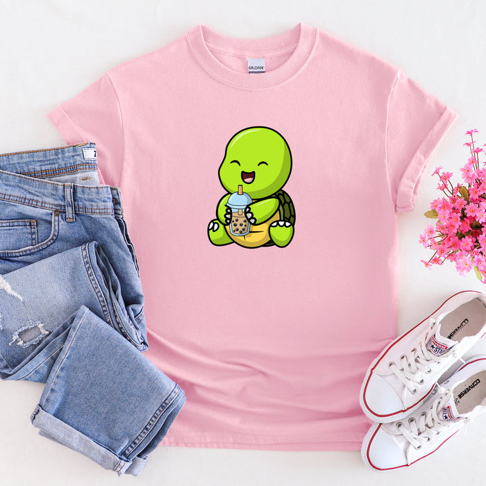 Baby Turtle Drinking Boba Tea T-Shirt