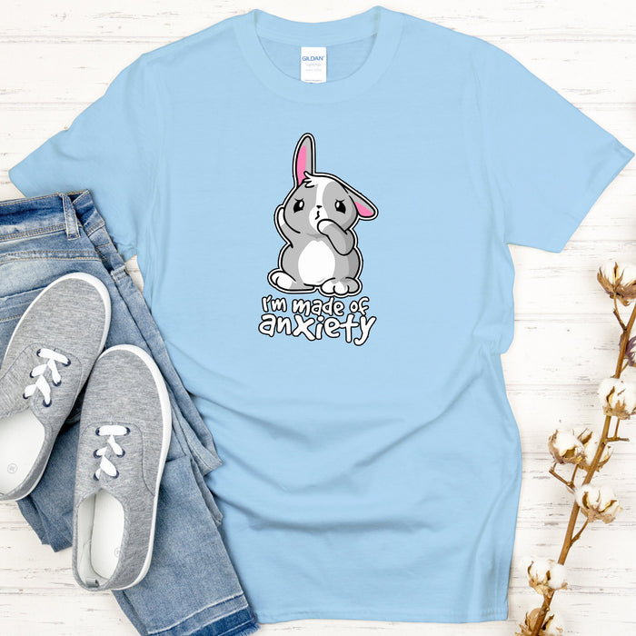 I'm Made of Anxiety Bunny Rabbit T-Shirt | Funny Japanese Streetwear Apparel Bugs Bunny Animated Chibi Cartoon Anime Bunny Ears T074