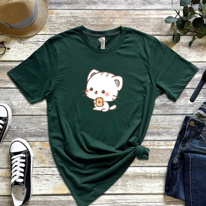 Cat Playing Cards T-Shirt | Funny Adorable Japanese Streetwear Chibi Harajuku Cat Neko Nyan Ace Hearts Board Games Uno