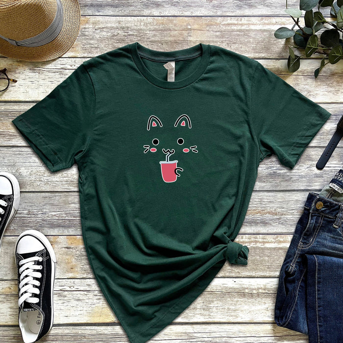 Kitten Drinking Boba Tea T-Shirt