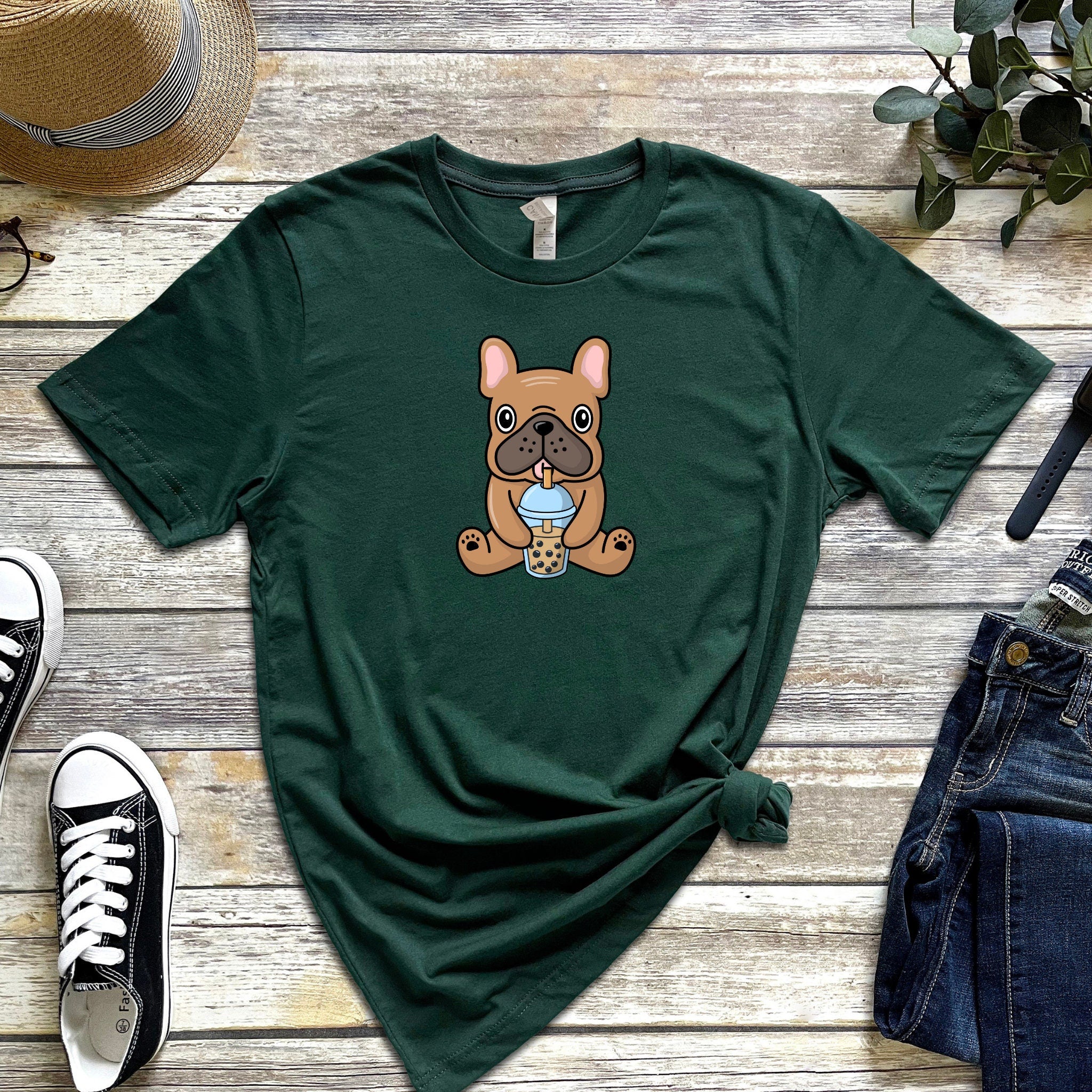 French Bulldog Drinking Boba T-Shirt