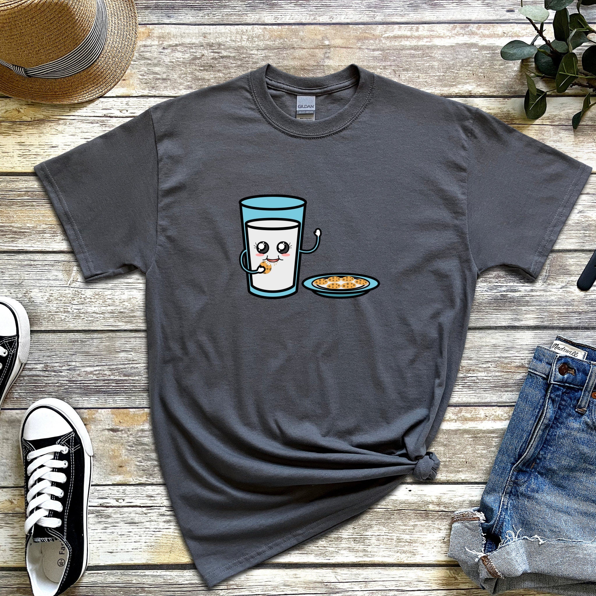 Glass of Milk Eating Cookie T-Shirt
