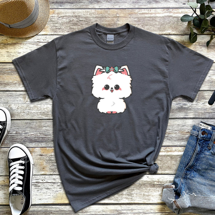 White Puppy with Bow T-Shirt