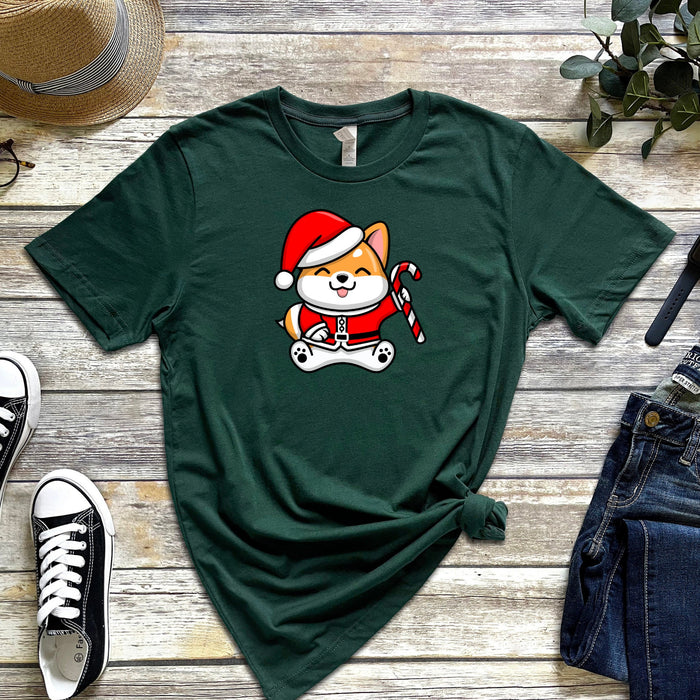 Santa Puppy with Candy Cane T-Shirt