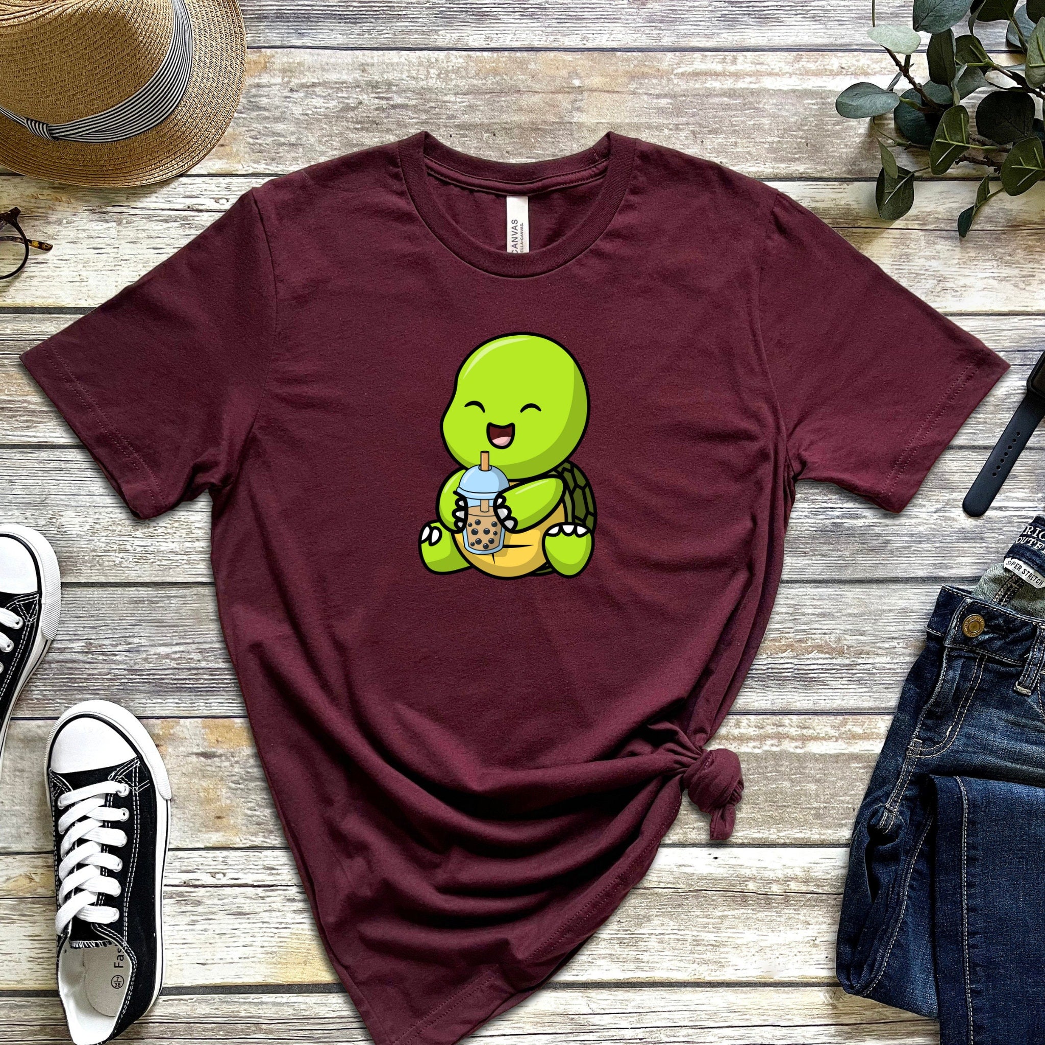 Baby Turtle Drinking Boba Tea T-Shirt