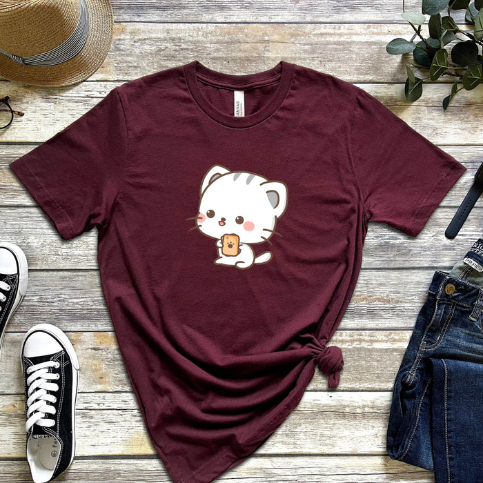 Cat Playing Cards T-Shirt | Funny Adorable Japanese Streetwear Chibi Harajuku Cat Neko Nyan Ace Hearts Board Games Uno