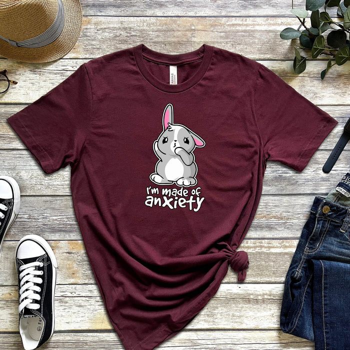 I'm Made of Anxiety Bunny Rabbit T-Shirt | Funny Japanese Streetwear Apparel Bugs Bunny Animated Chibi Cartoon Anime Bunny Ears T074