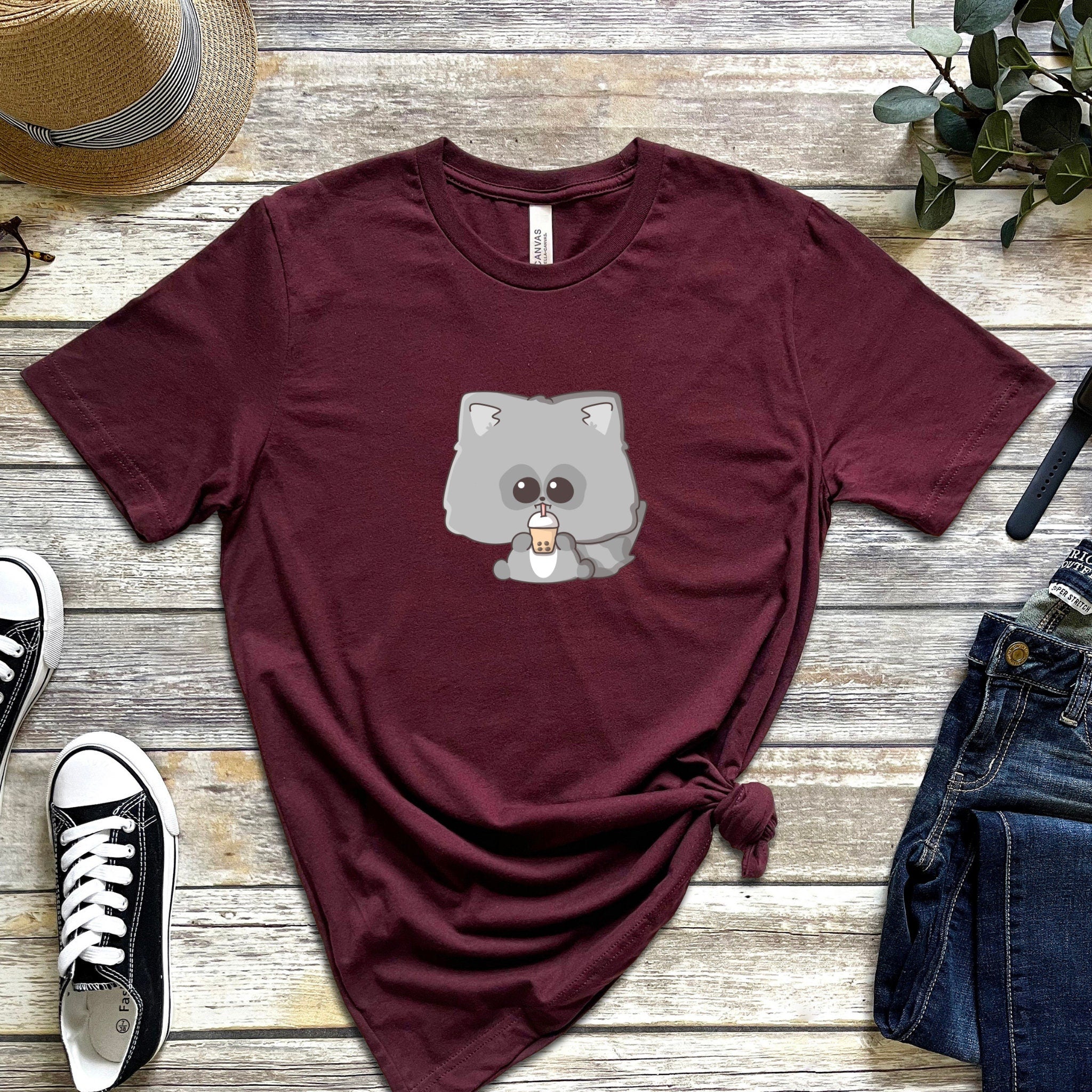 Raccoon Drinking Boba Tea T-Shirt