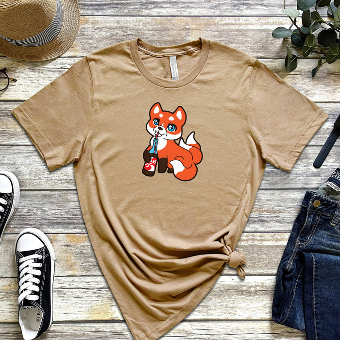 Fox Drinking Soda T-Shirt