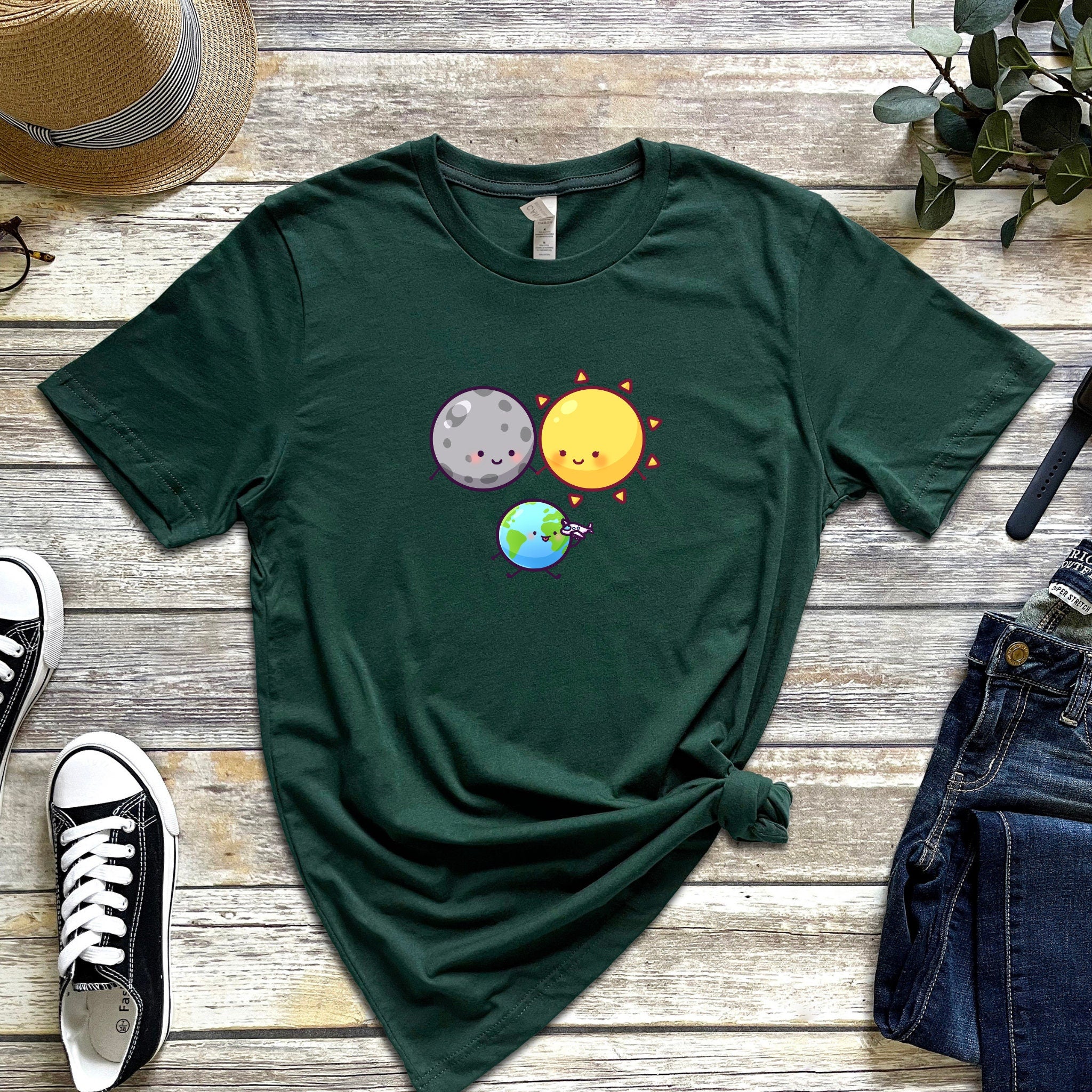 Moon Sun and Earth Family T-Shirt