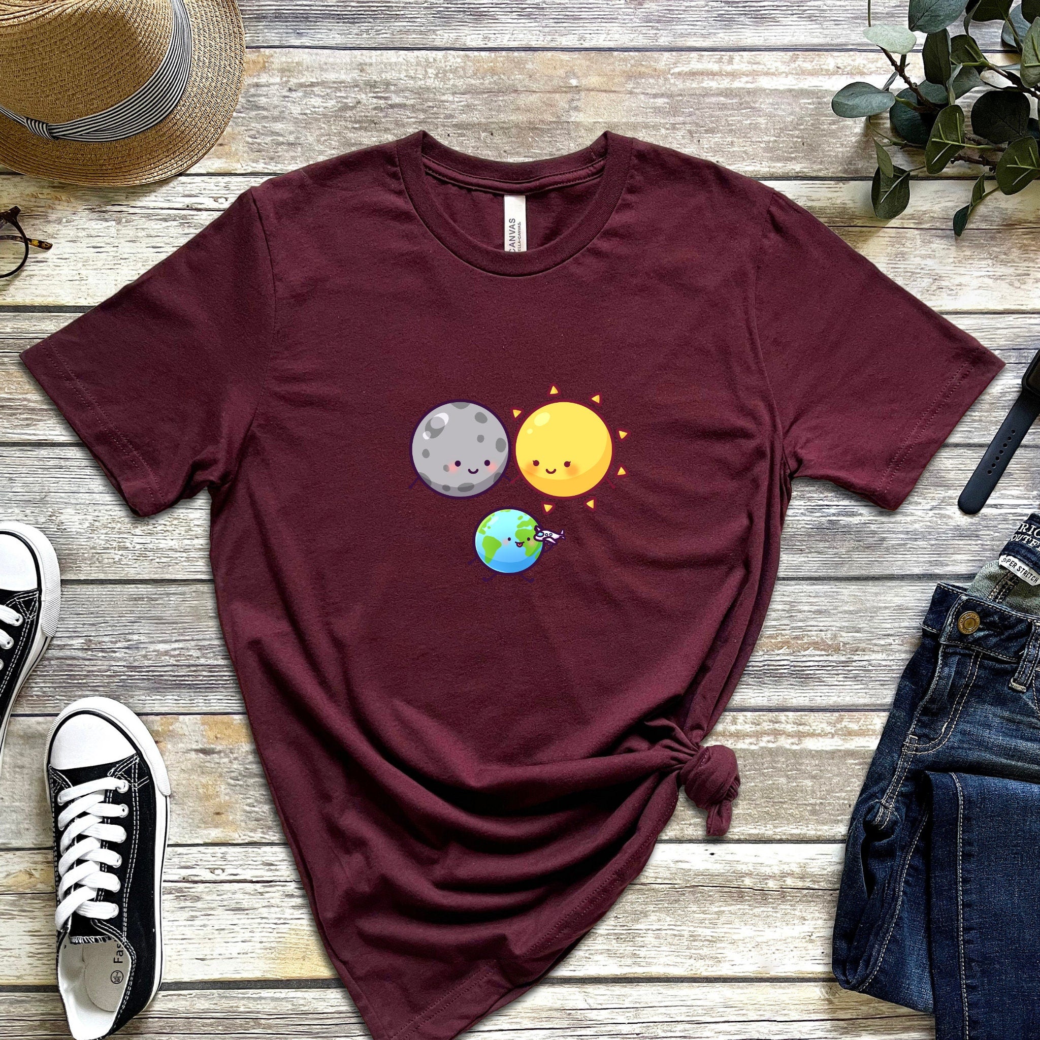 Moon Sun and Earth Family T-Shirt