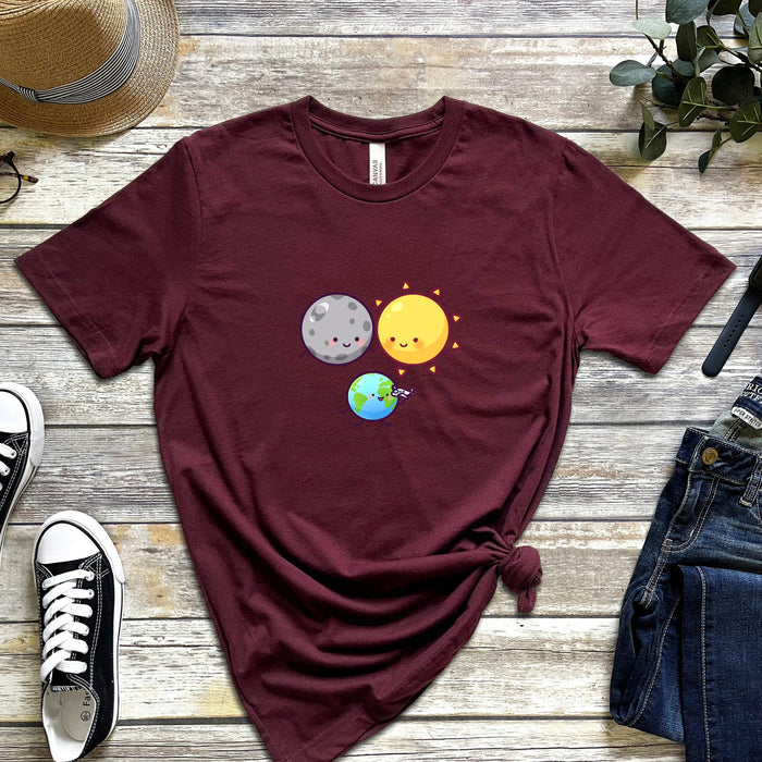 Moon Sun and Earth Family T-Shirt