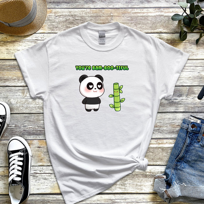 Panda and Bamboo Couple "You're Bambootiful" T-Shirt
