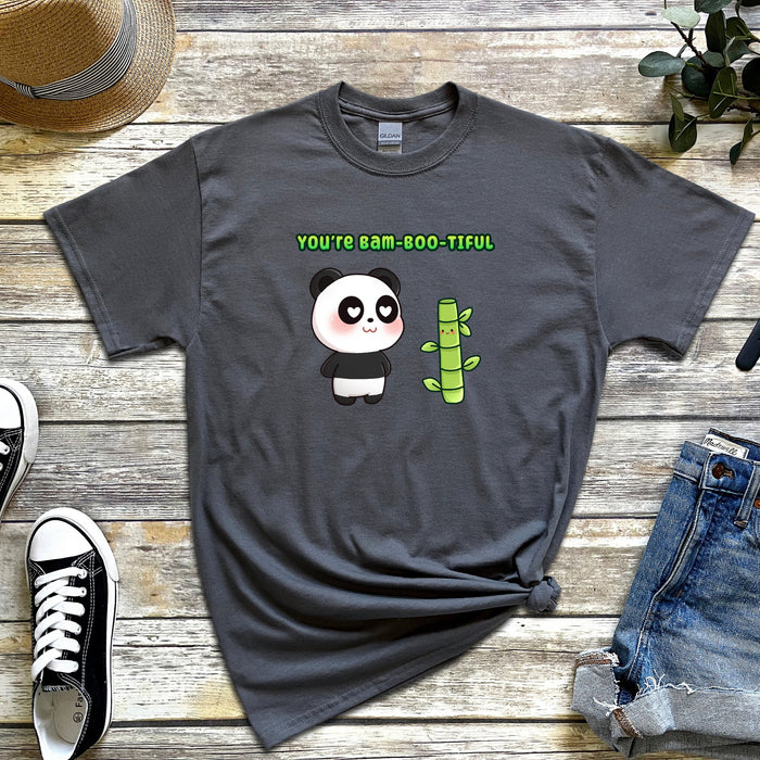 Panda and Bamboo Couple "You're Bambootiful" T-Shirt