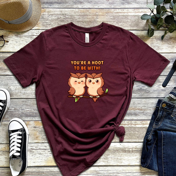 Owl Couple T-Shirt | "You're a Hoot to be With" Cute Birds Holiday Gift Valentine's Day Boyfriend Girlfriend Husband Wife Matching Outfit