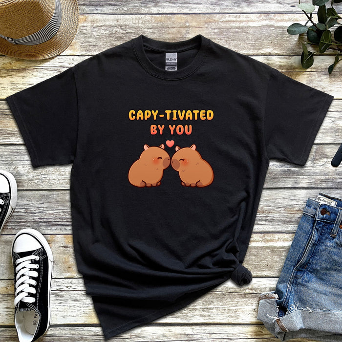 Capybara Couple T-Shirt | "Capy-tivated by You" Cute Animals Holiday Gift Valentine's Day Boyfriend Girlfriend Husband Wife Matching Outfit