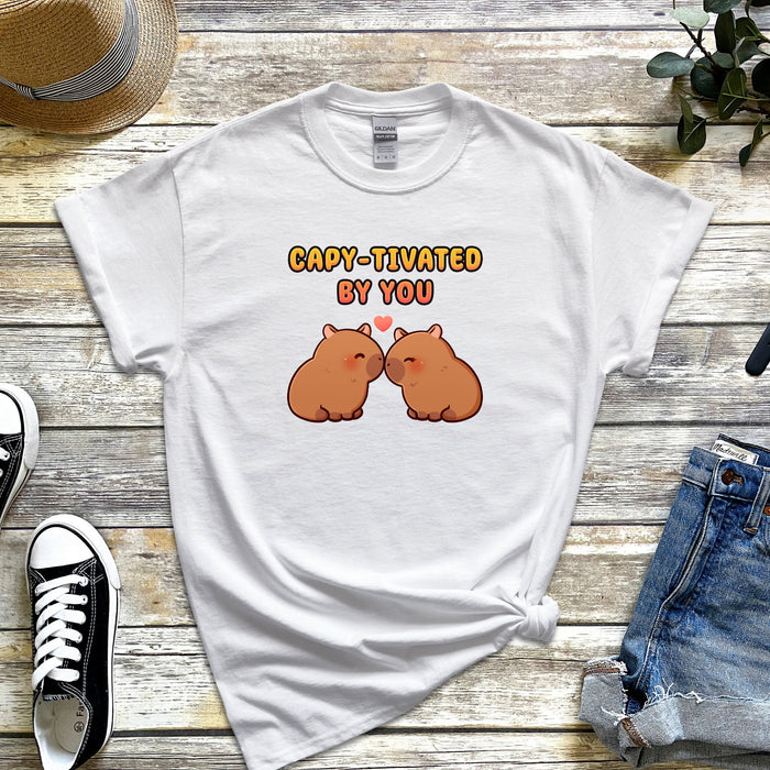 Capybara Couple T-Shirt | "Capy-tivated by You" Cute Animals Holiday Gift Valentine's Day Boyfriend Girlfriend Husband Wife Matching Outfit