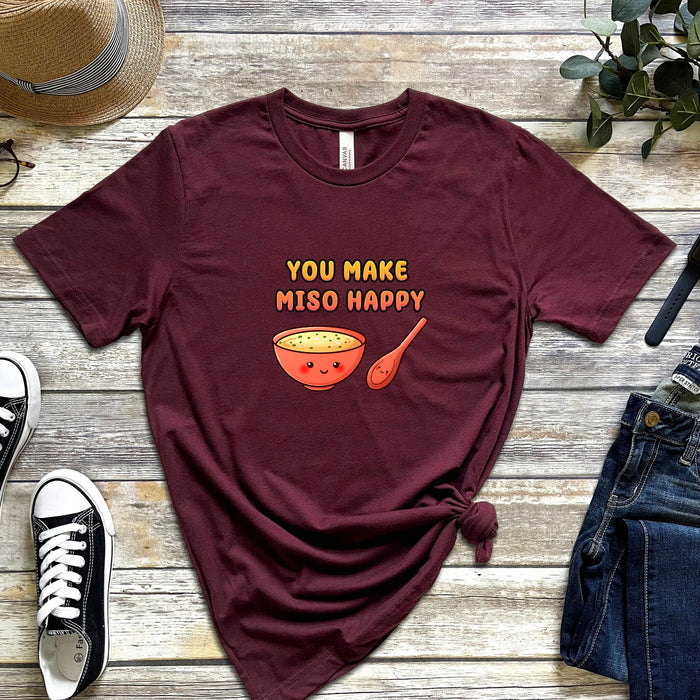 Miso Soup and Spoon Couple "You Make Miso Happy" T-Shirt
