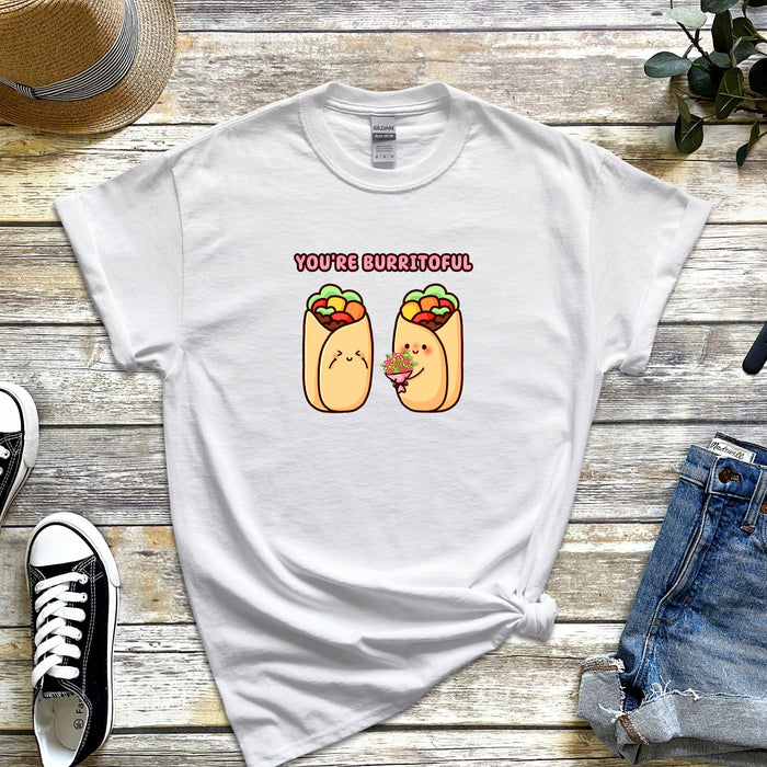 Burrito Couple T-Shirt | "You're Burritoful" Cute Food Taco Holiday Gift Valentine's Day Boyfriend Girlfriend Husband Wife Matching Outfit