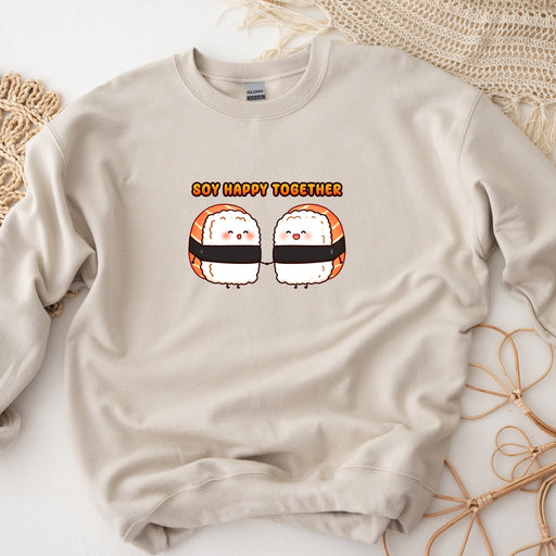 a sweater with two sushi faces on it