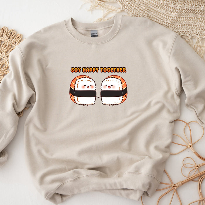 a sweater with two sushi faces on it